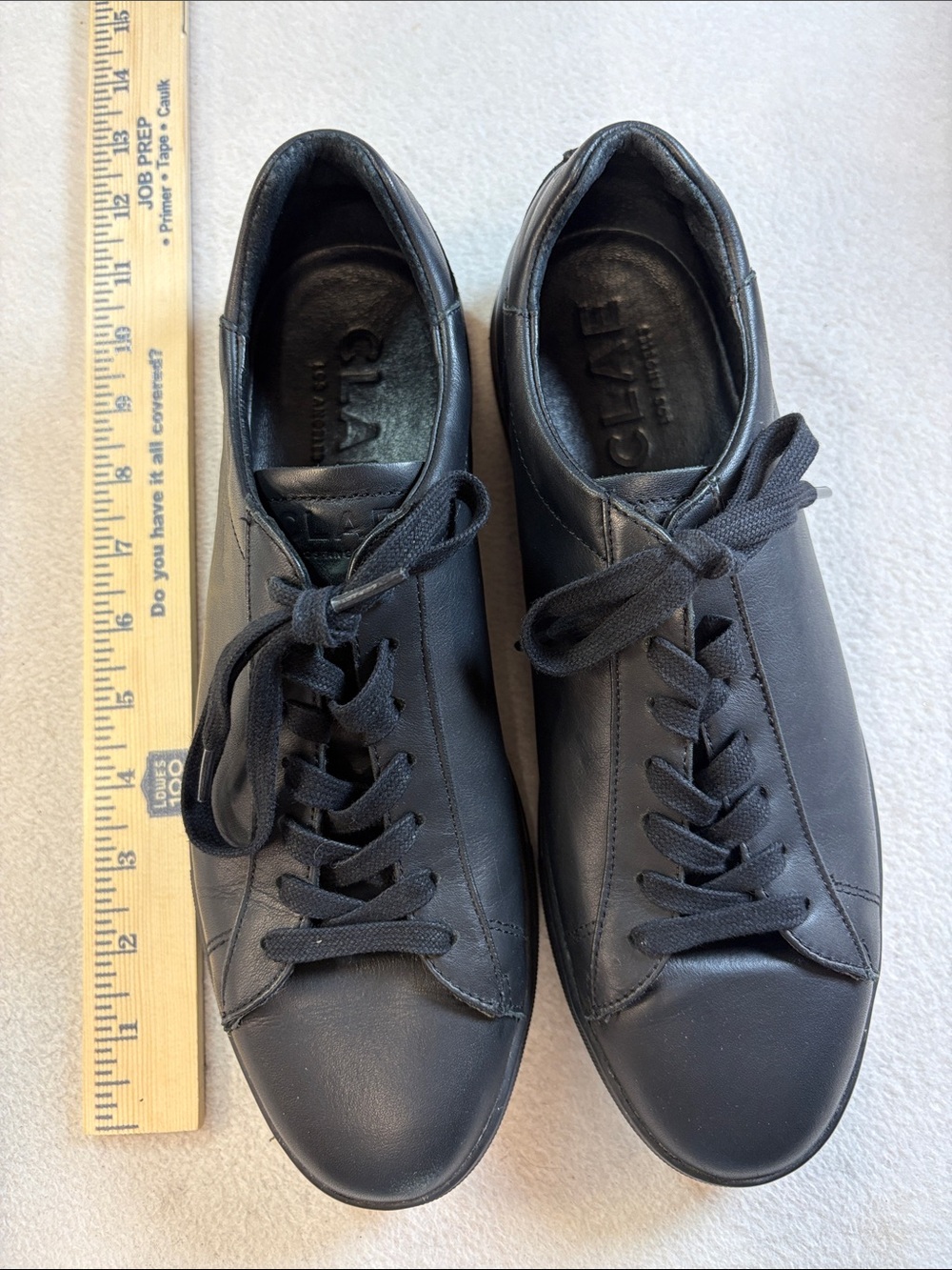 Clae Black Leather Low-Top Lace-Up Sneakers